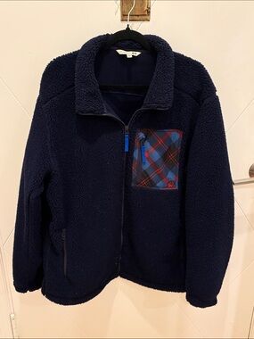 JW Anderson X Uniqlo Plaid Pocket Fleece Jacket Navy Blue